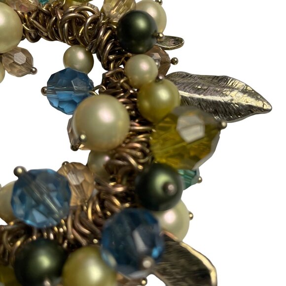 Beaded Bracelete Faux Pearl Gold Tone Leaves Retro Fashion u Jewelry Accessory S - Picture 8 of 9